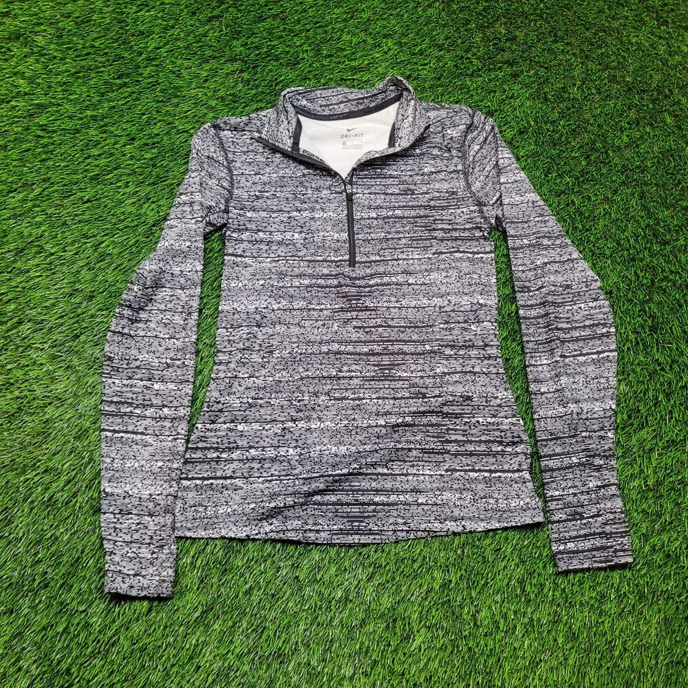 Nike Pro Dri-FIT Womens S 1/2 Zip Top Static Print Athletic Workout Pullover
